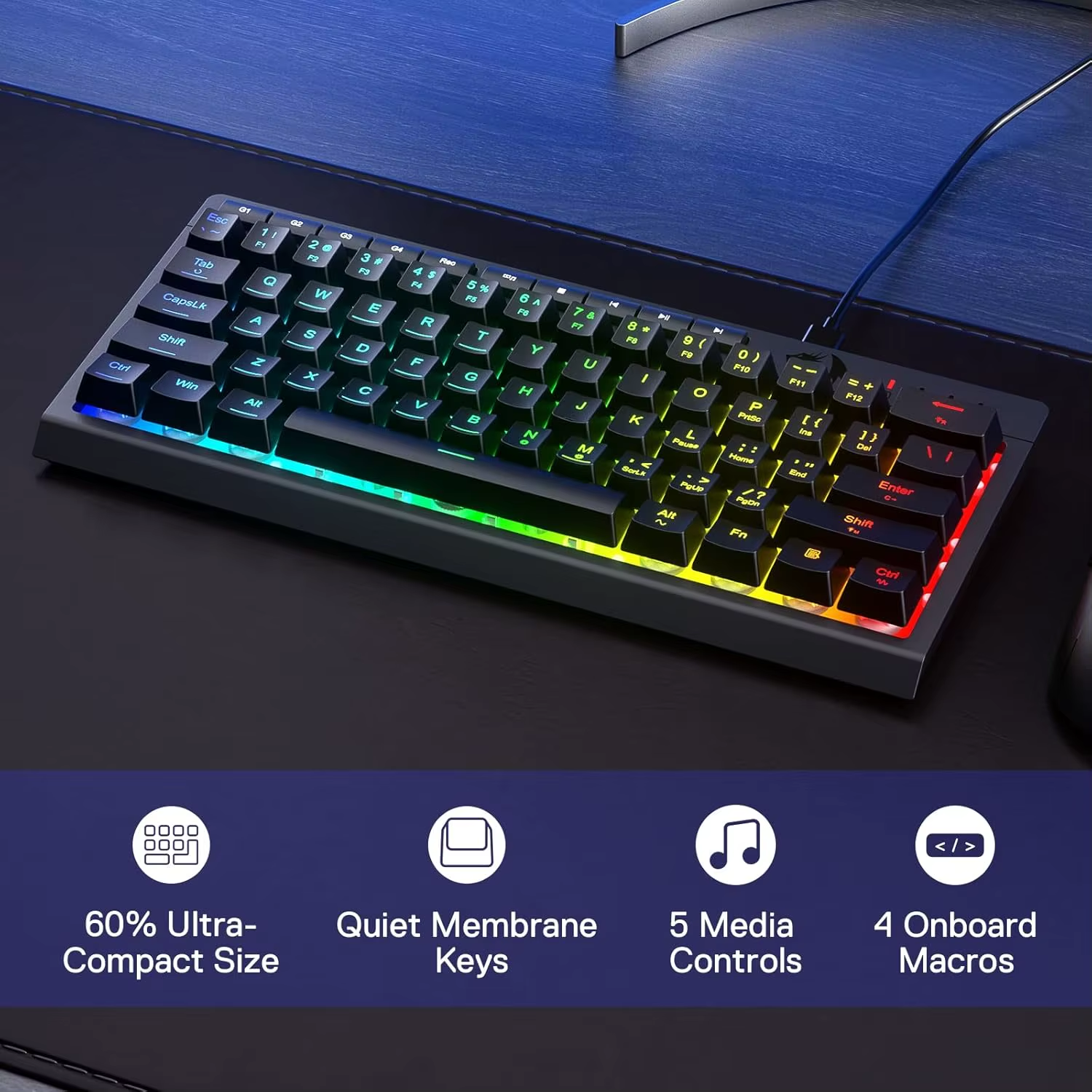 RGB Mechanical Gaming Keyboard - 60% Compact TKL